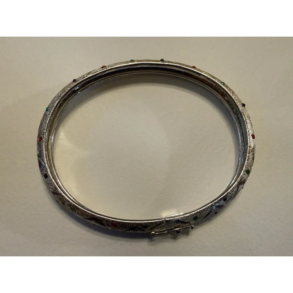 VINTAGE STUNNING STERLING SILVER BANGLE BRACELET ~ 925‎
